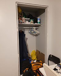 A disorganized closet