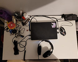 Top down view of the desk